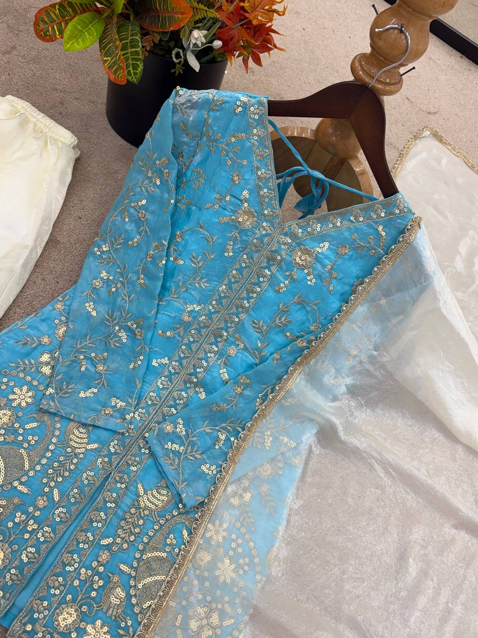 Heavy Fendy Silk Top Plazzo & Dupatta Set