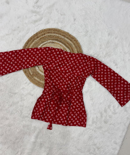 Pure Cotton Bandhej Print Short Kurti