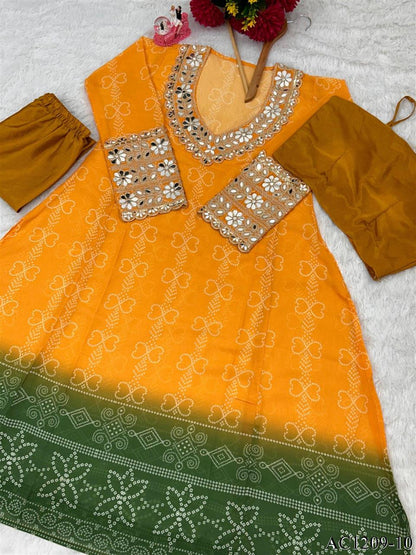 Premium Faux Georgette Embroidered Anarkali Set With Bustier & Pant