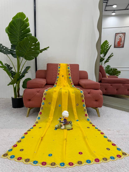 Wedding Wear Beautiful Stunning Faux Georgette Sequnce Work Saree
