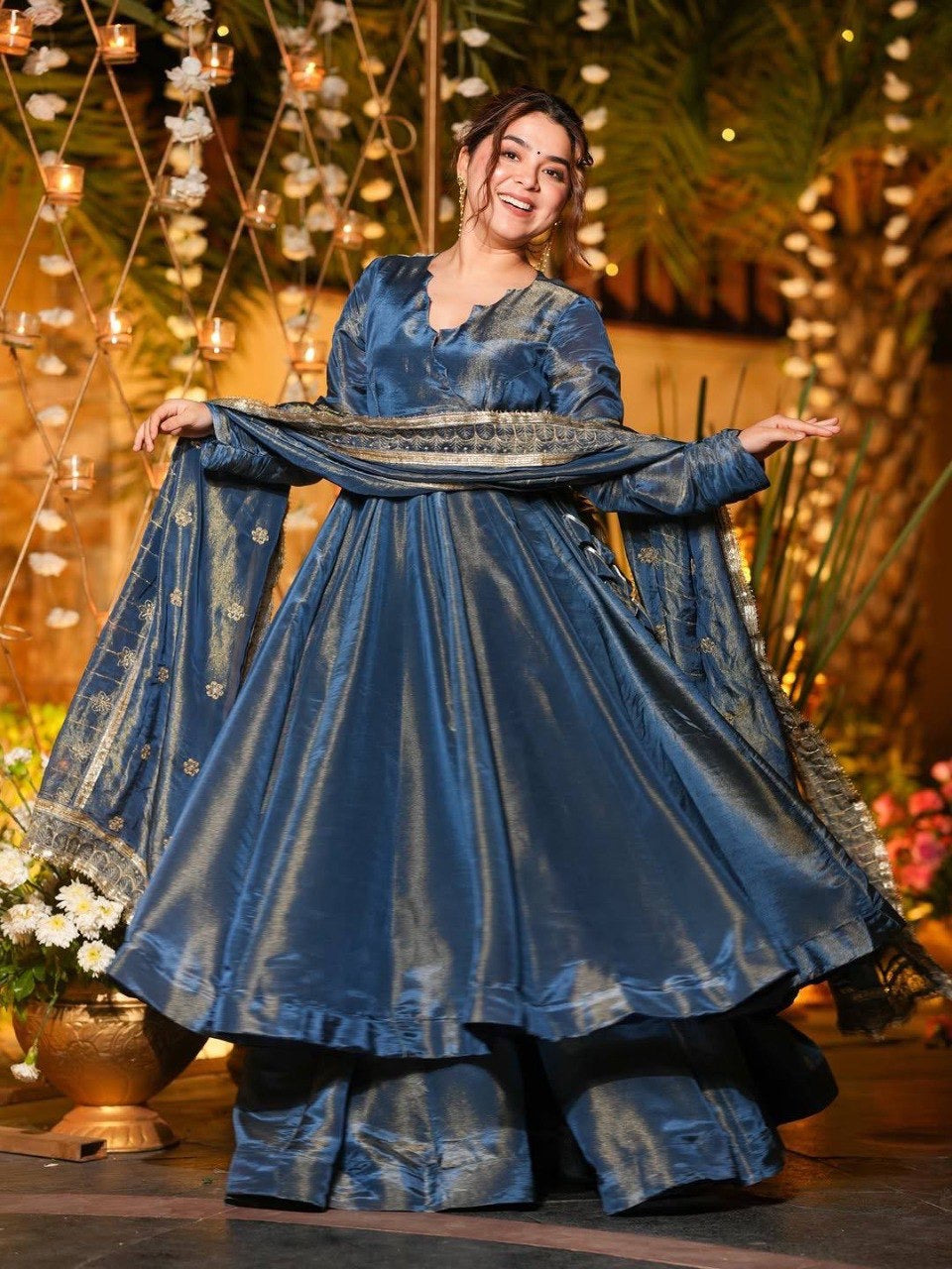 New Designer Party Wear Gown And Plazzo