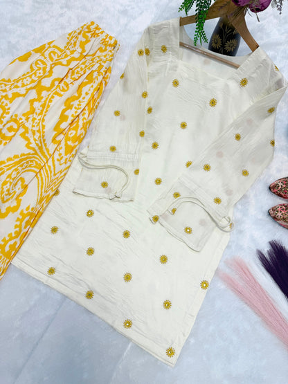 Premium Cambric Cotton Digital Print Co-Ord Set With Farshi Pant