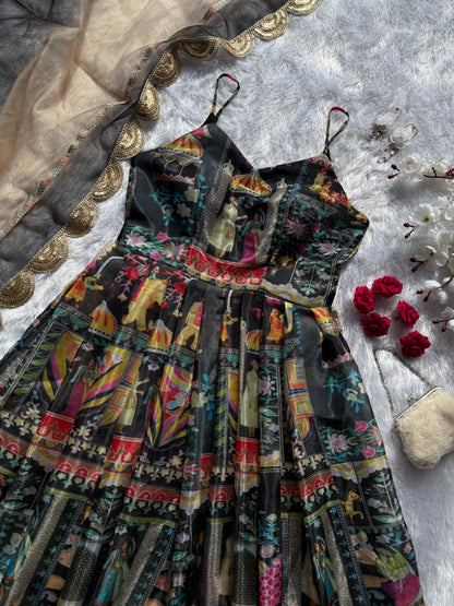 Jimmy Organza Silk Anarkali & Dupatta Set