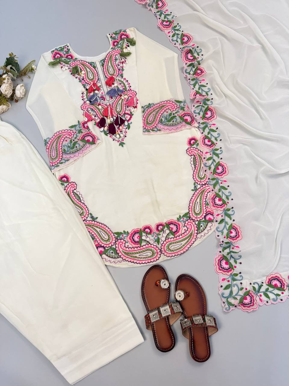 Pure Heavy Georgette Embroidery Set