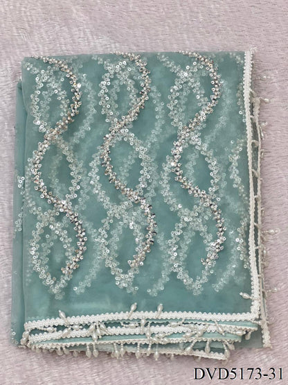 Designer Handwork Net Saree With Beads, Sequence & Pearl Embroidery