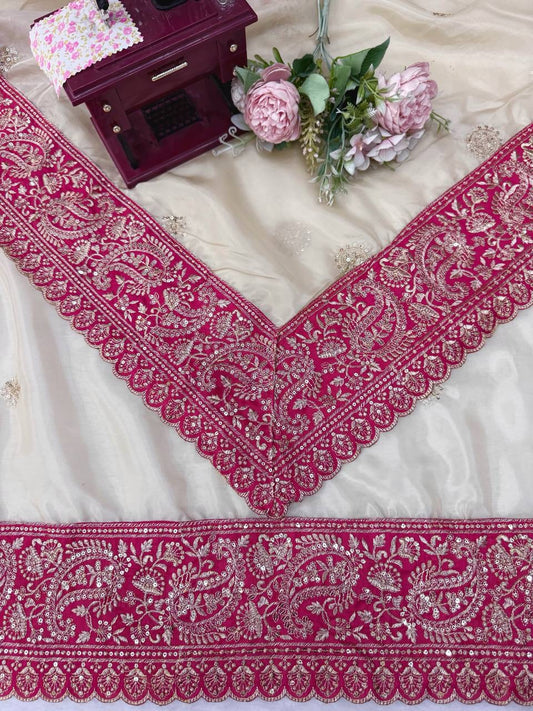 Beautiful Wedding Function Special Organza Silk Bride Look Saree