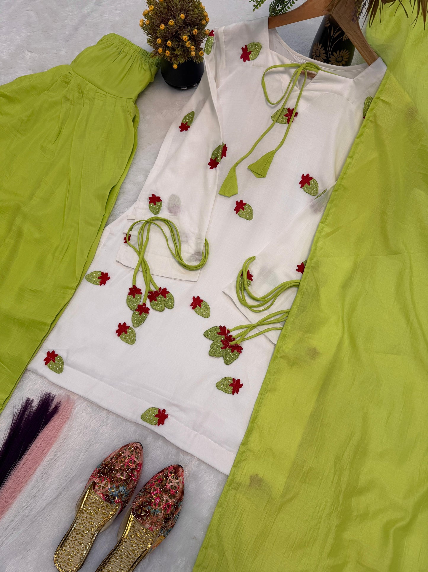 Cotton Top, Farshi Pant & Dupatta Set