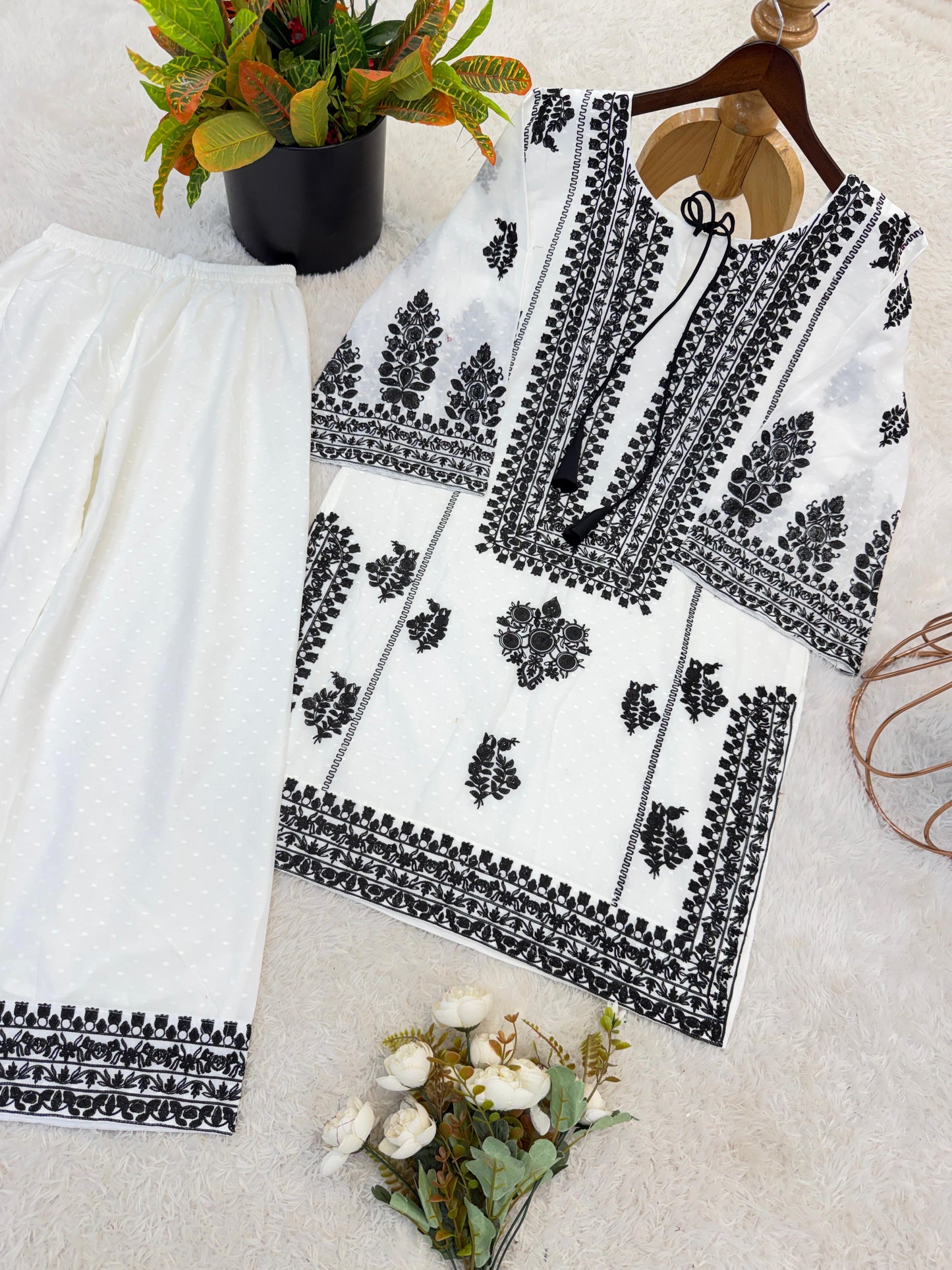 Rayon Butti Silk Top-Bottom Set
