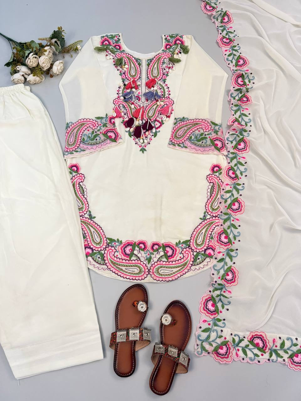 Pure Heavy Georgette Embroidery Set