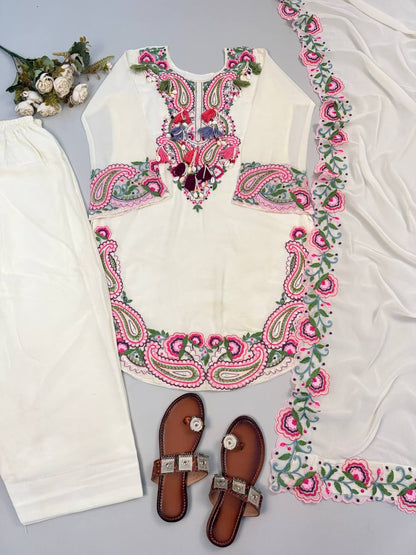 Pure Heavy Georgette Embroidery Set
