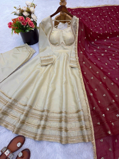 Designer Anarkali Three Piece Set