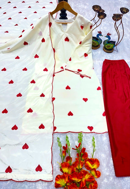 Premium Natural Crepe Embroidered Palazzo Set With Dupatta