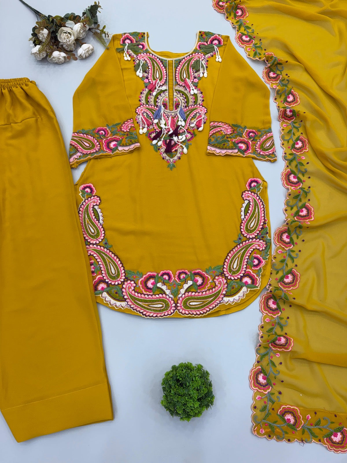 Pure Heavy Georgette Embroidery Set