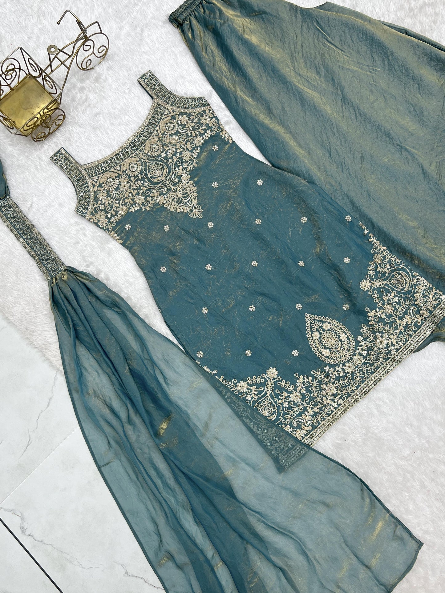 Pure Fendy Silk Top Sharara Set
