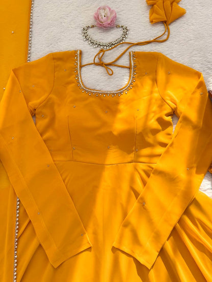Haldi special Faux Georgette Anarkali Set