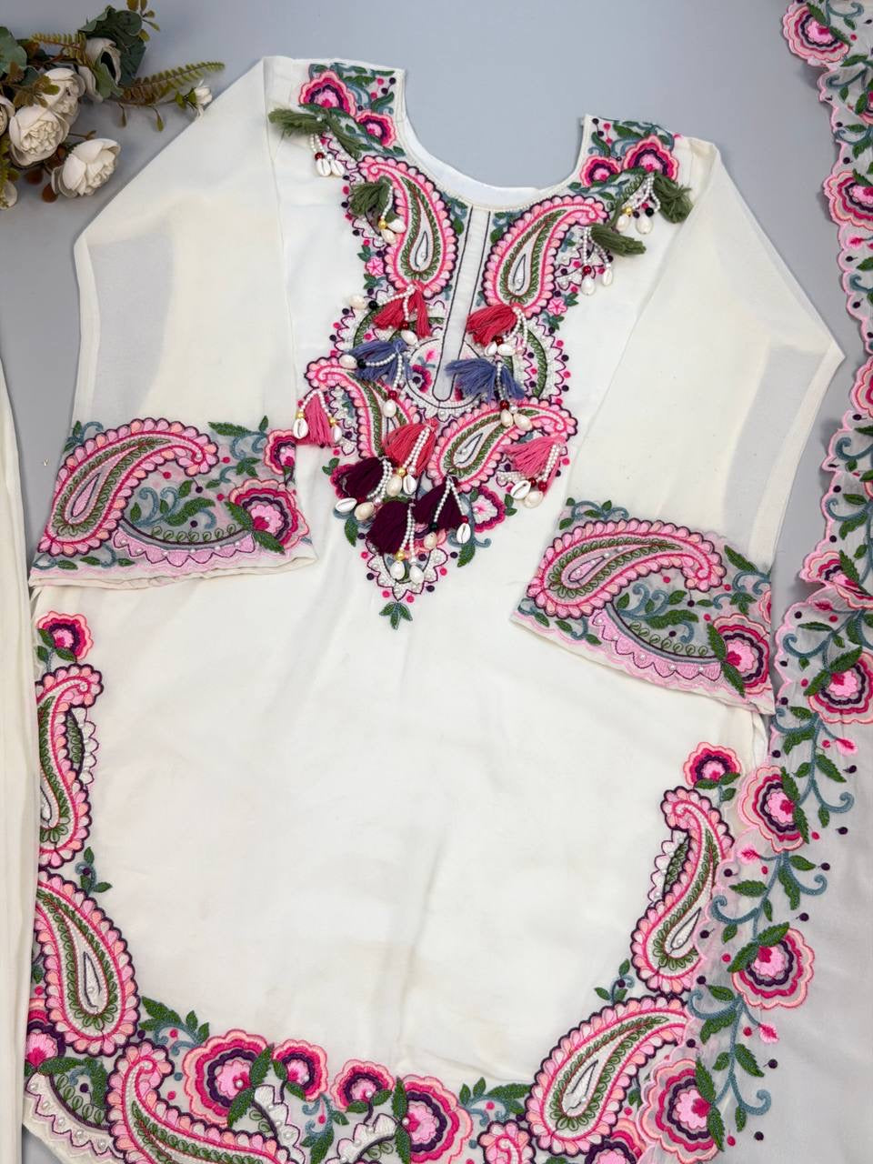 Pure Heavy Georgette Embroidery Set