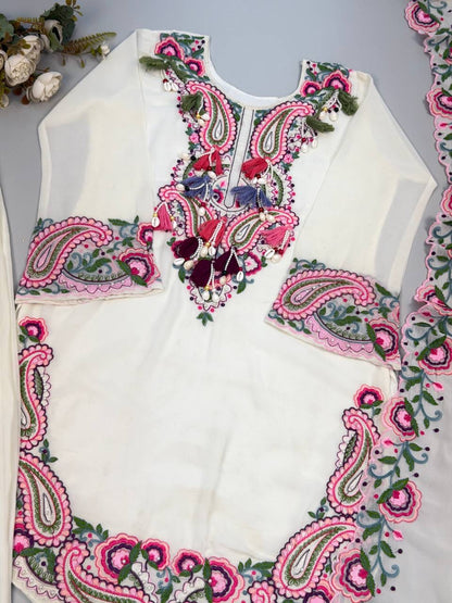 Pure Heavy Georgette Embroidery Set