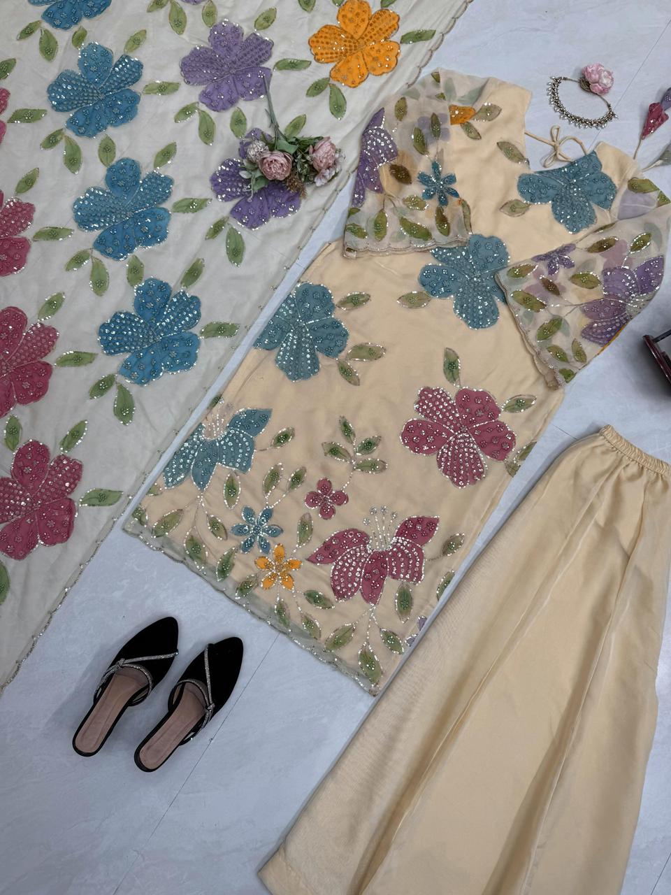 Tibby Organza Silk Brush Print Set