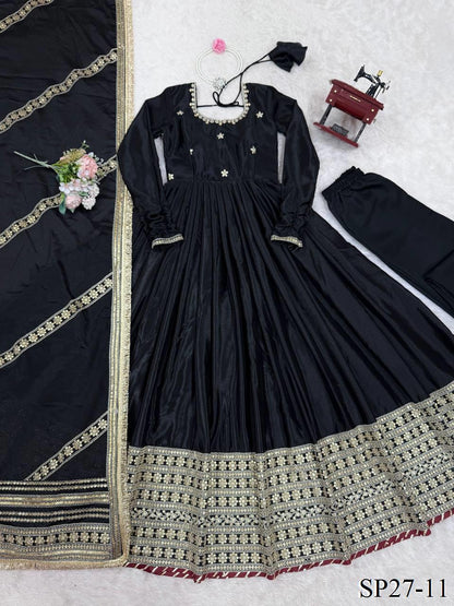 Chinnon Silk Flared Gown Set
