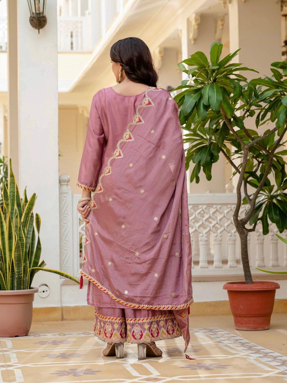Kurti & Plazzo Set With Dupatta