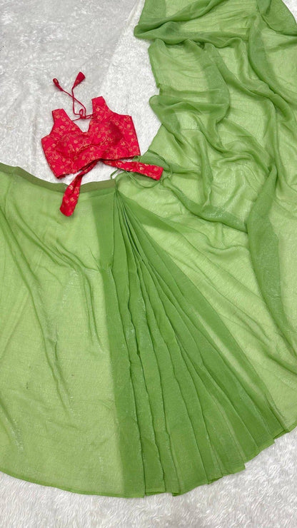 Premium Sparkle Silk Ready-to-Wear Saree With Heavy Banarasi Silk Blouse