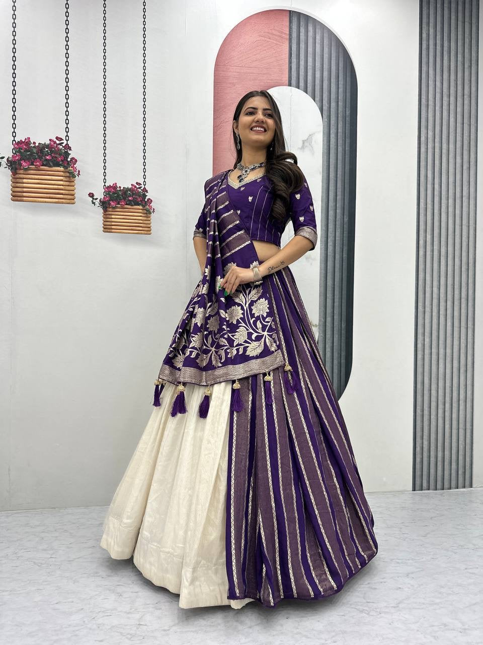 Wedding Special Jacquard Silk Lehenga + Saree Set
