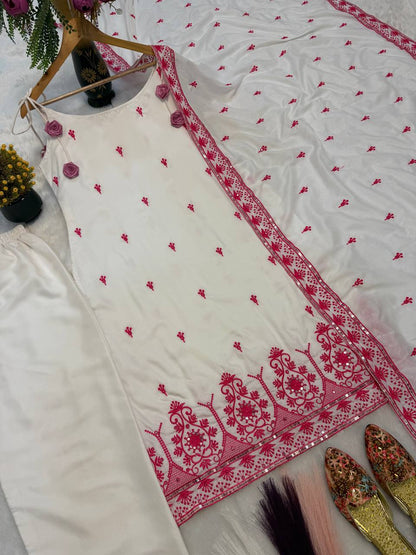 Rakhi Special Maska Cotton Silk Kurta, Pant & Dupatta