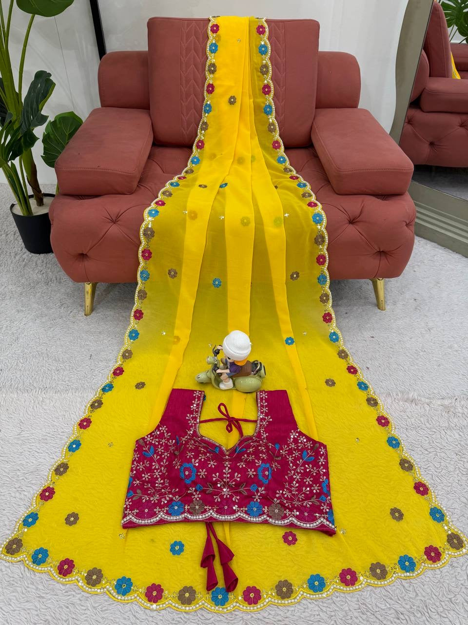 Wedding Wear Beautiful Stunning Faux Georgette Sequnce Work Saree