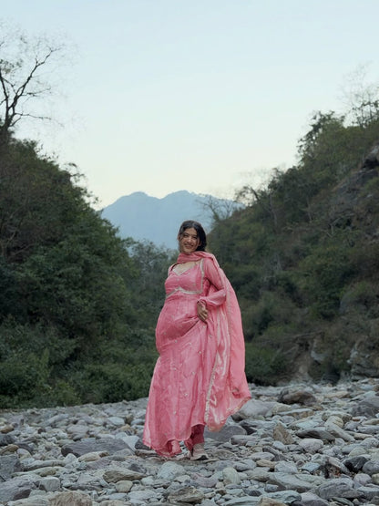 Viral Fendi Silk Anarkali Set