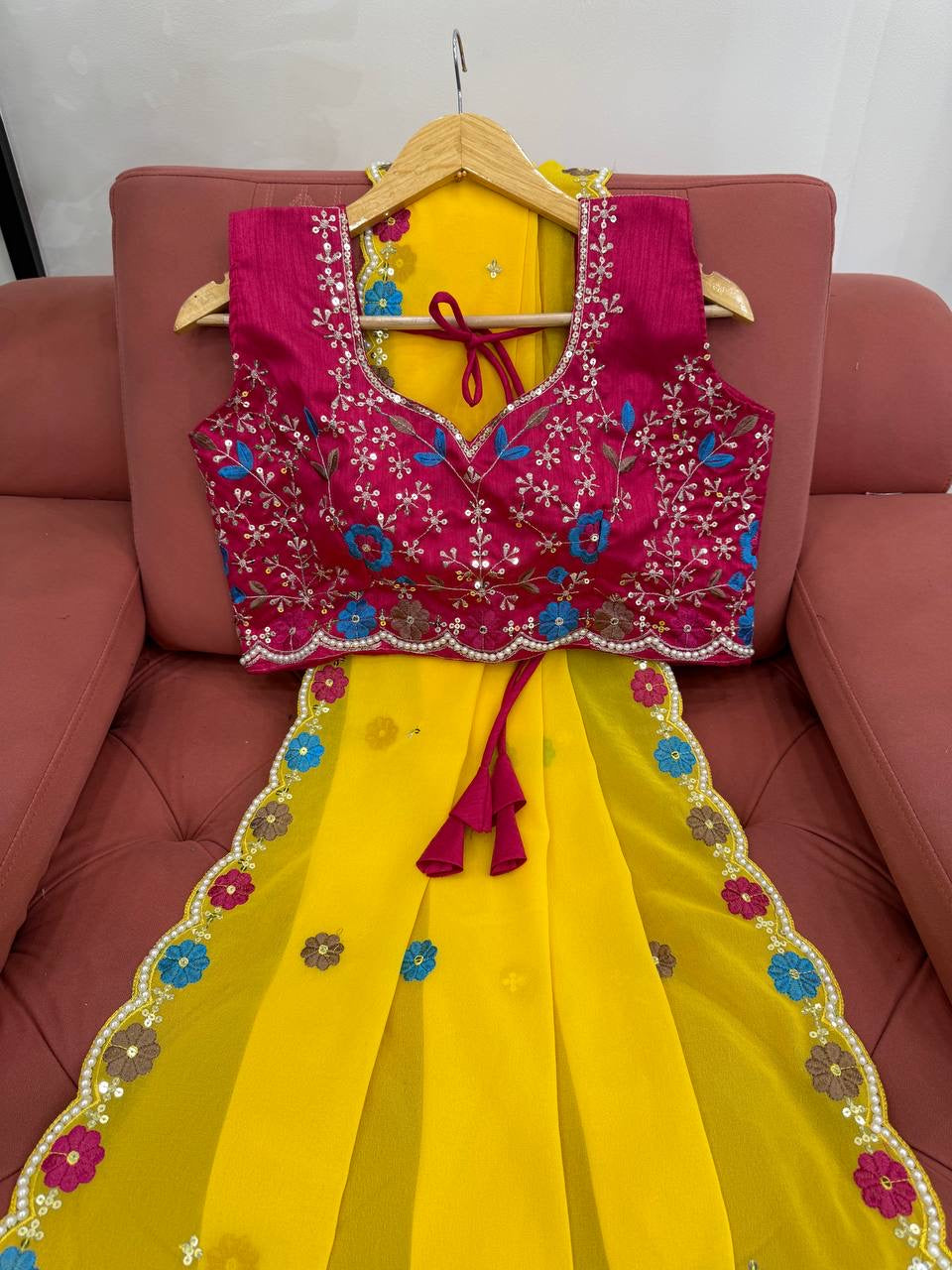 Wedding Wear Beautiful Stunning Faux Georgette Sequnce Work Saree