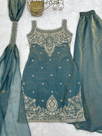 Pure Fendy Silk Top Sharara Set