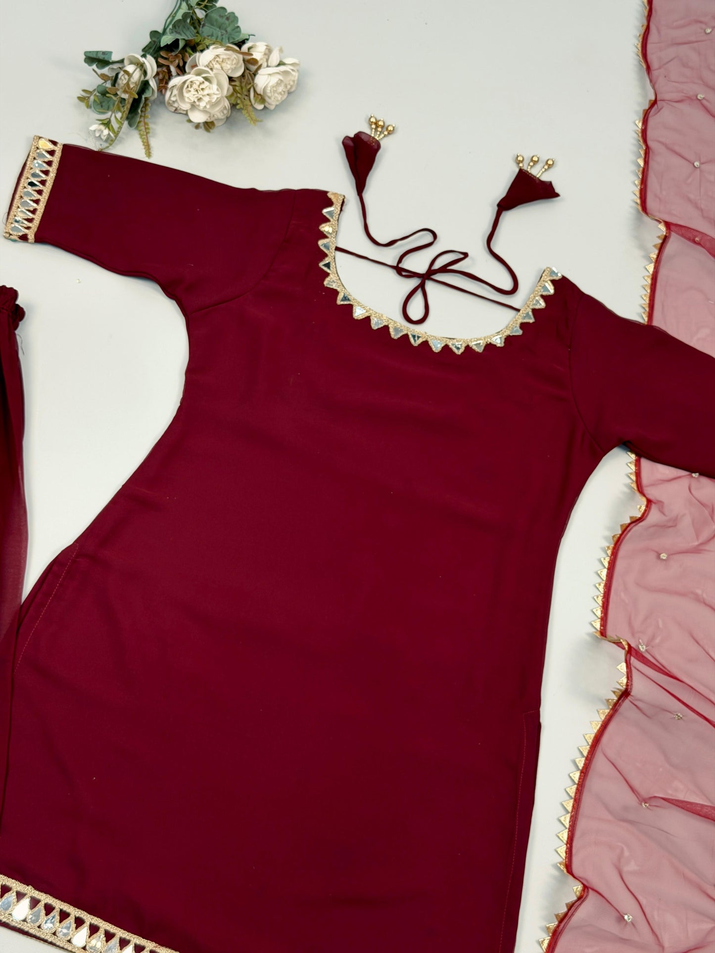 Red Sharara Set