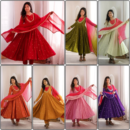 Roman Silk Anarkali, Bottom & Dupatta Set