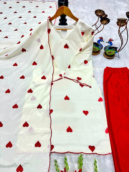Premium Natural Crepe Embroidered Palazzo Set With Dupatta