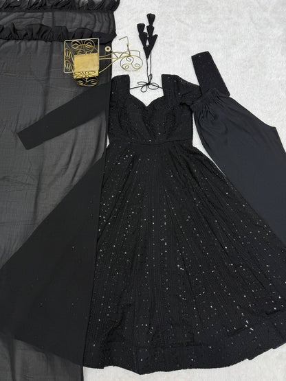 Heavy Pure Soft Fox Georgette Anarkali, Pant & Dupatta Set