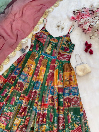 Jimmy Organza Silk Anarkali & Dupatta Set