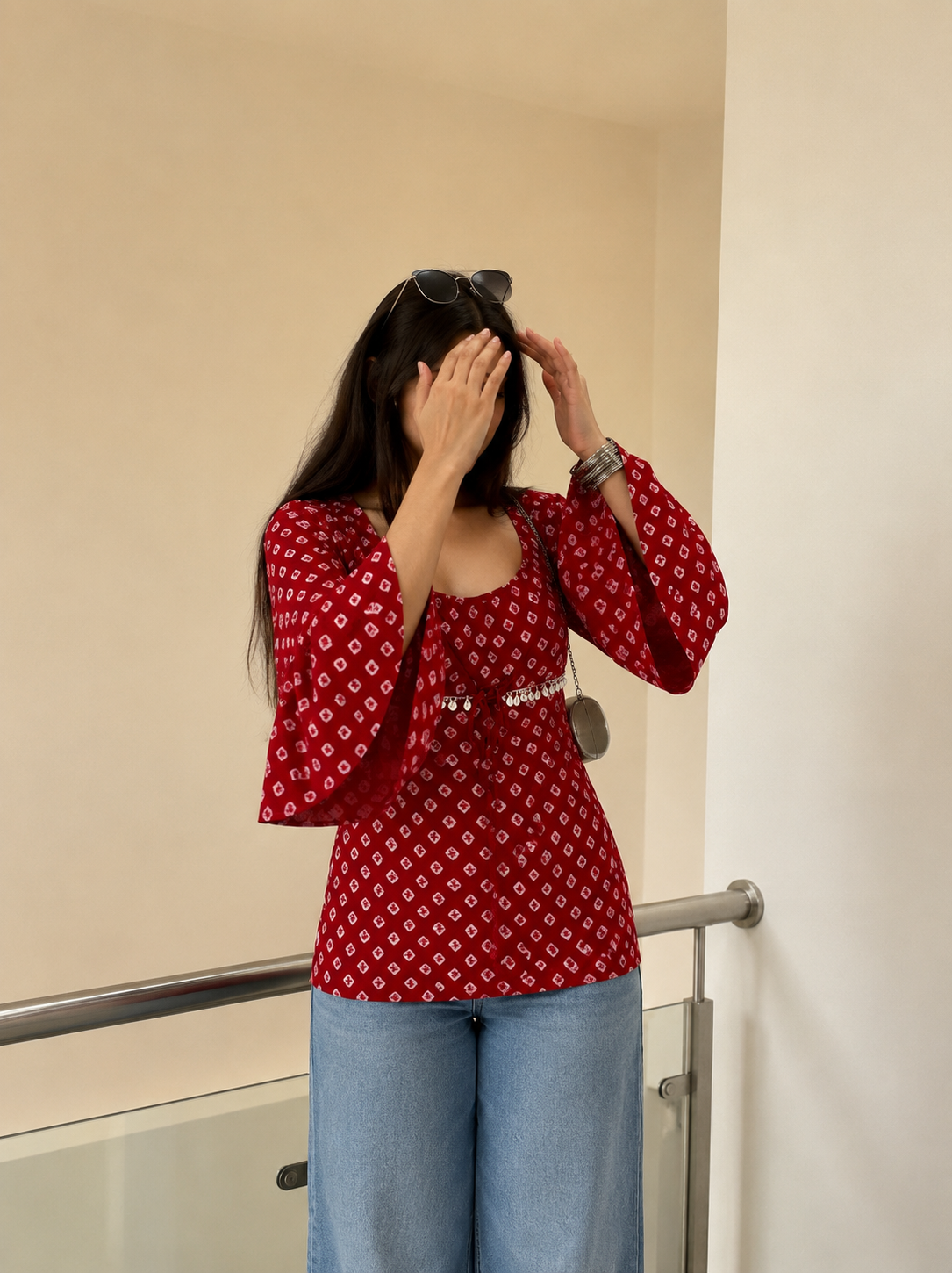 Pure Cotton Bandhej Print Short Kurti