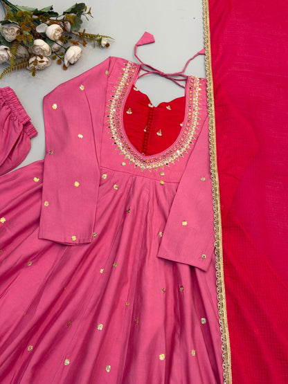 Roman Silk Anarkali, Bottom & Dupatta Set