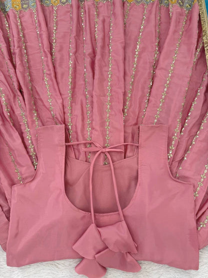Premium Chinon Silk Thread & Sequence Anarkali Set With Tabby Organza Dupatta