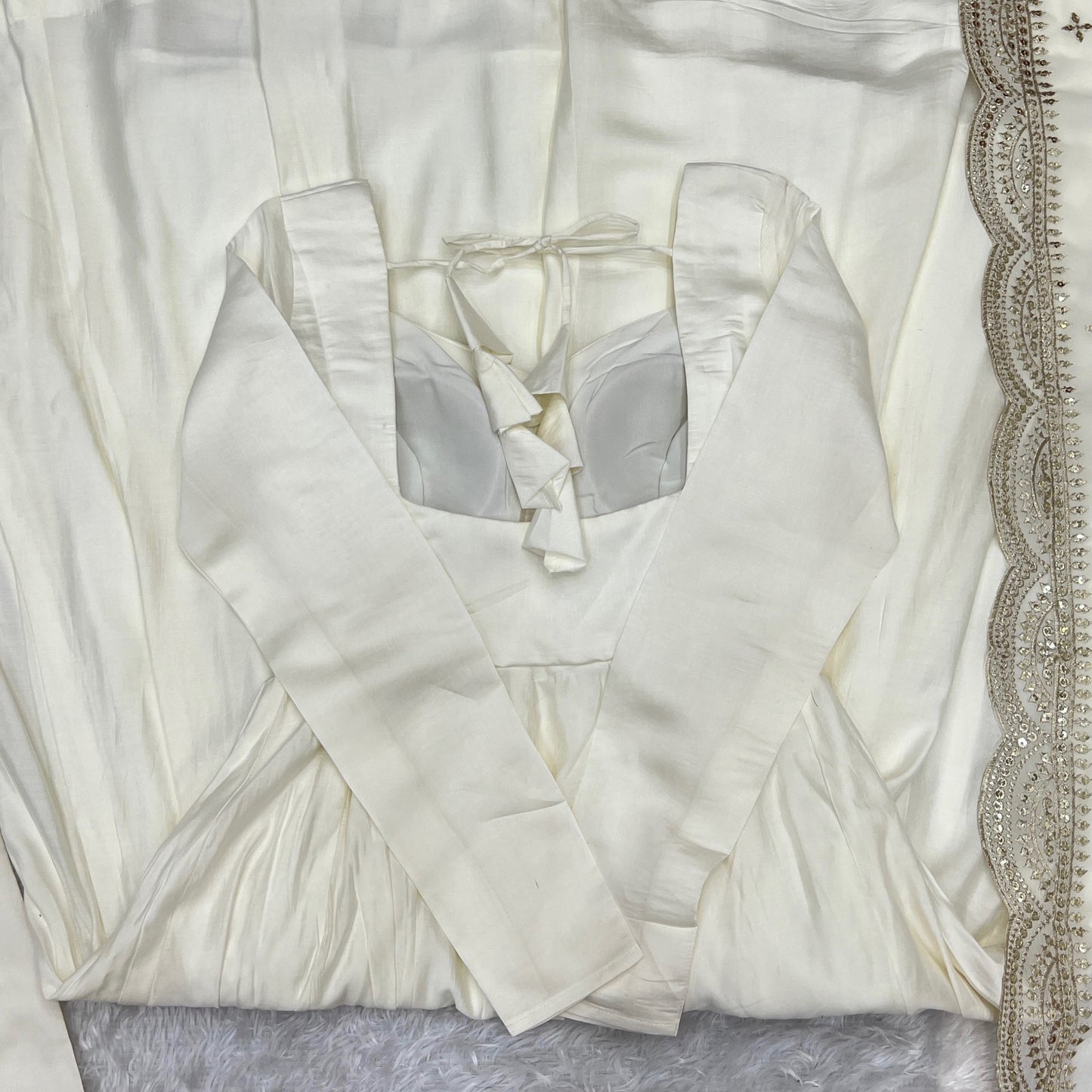 Pure Roman Silk Chanderi Anarkali Set