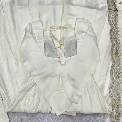 Pure Roman Silk Chanderi Anarkali Set
