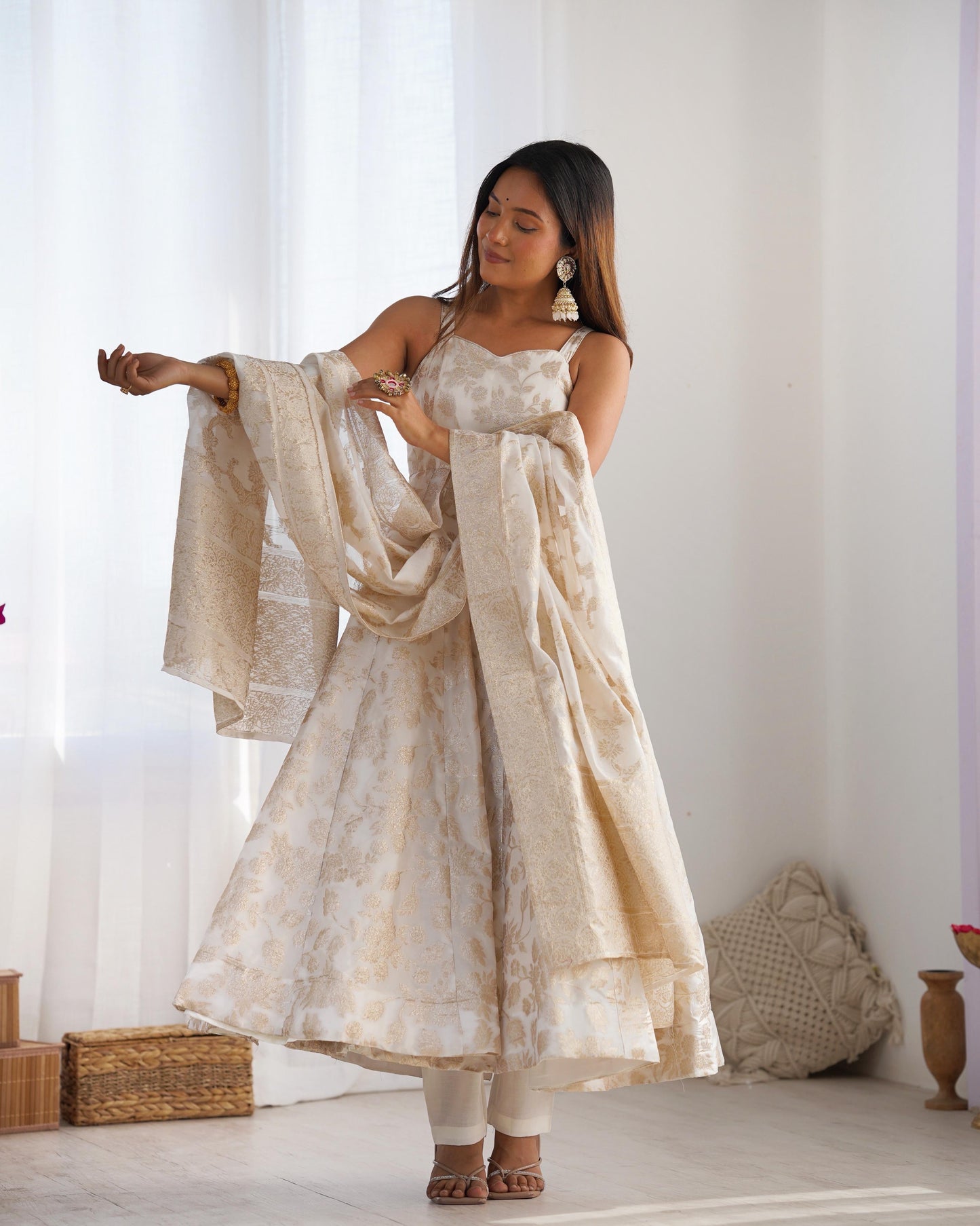 Banarasi Jacquard Dola Silk Anarkali Suit Set