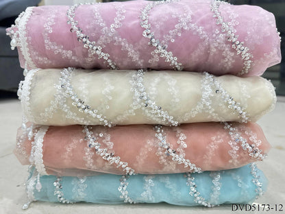 Designer Handwork Net Saree With Beads, Sequence & Pearl Embroidery