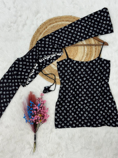 Pure Cotton Bandhej Print Short Kurti