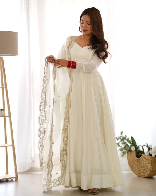 Pure Roman Silk Chanderi Anarkali Set