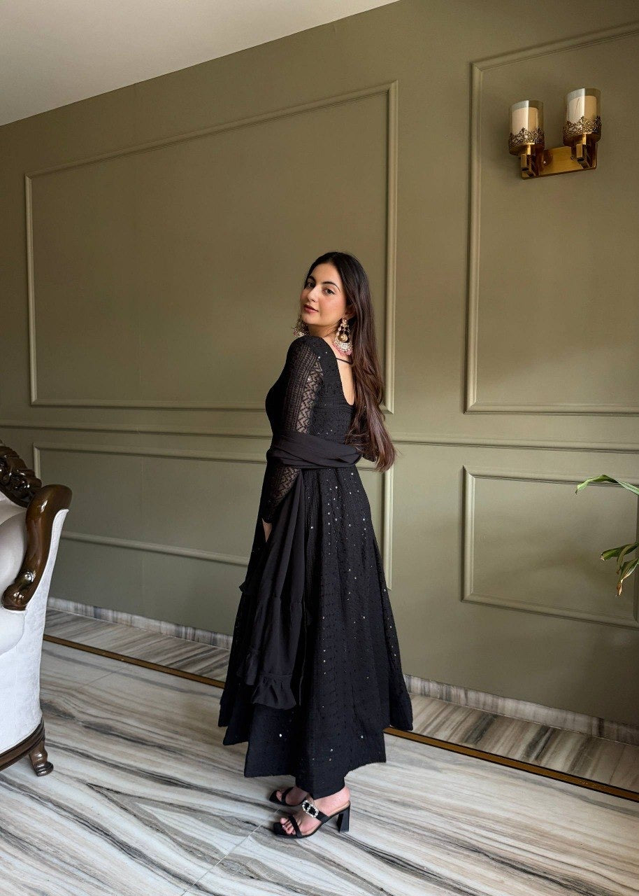 Heavy Pure Soft Fox Georgette Anarkali, Pant & Dupatta Set