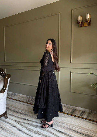 Heavy Pure Soft Fox Georgette Anarkali, Pant & Dupatta Set