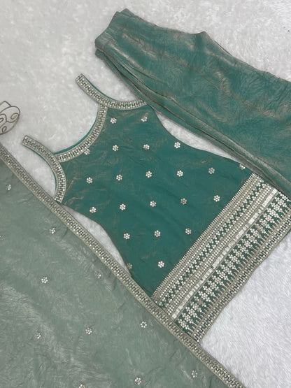 Premium Frendy Silk Embroidered Bell Bottom Suit Set With Dupatta