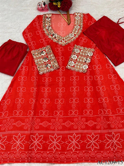 Premium Faux Georgette Embroidered Anarkali Set With Bustier & Pant