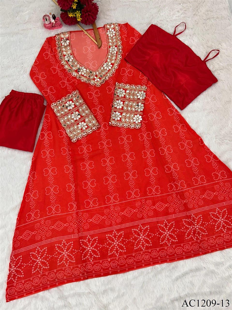 Premium Faux Georgette Embroidered Anarkali Set With Bustier & Pant